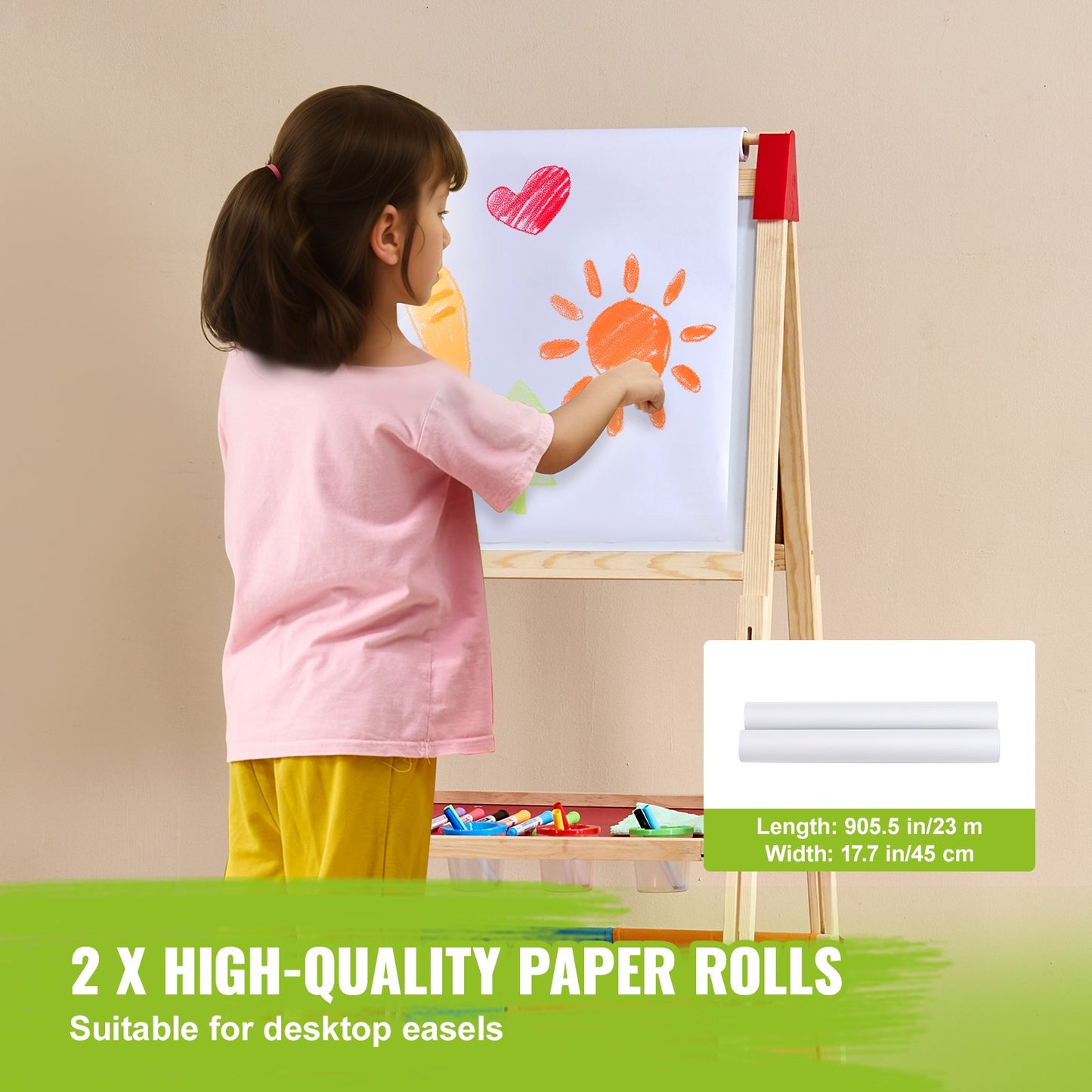Easel Accessory Set Chalk & Markers & Paper Rolls 32PCS for Standing Easel - Image 3