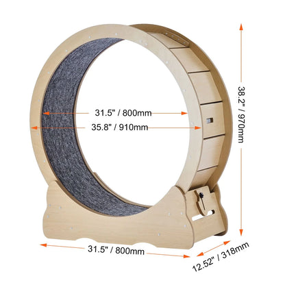 Cat Exercise Wheel, Large Cat Treadmill Wheel for Indoor Cats, 35.8 inch Cat Running Wheel with Detachable Carpet and Cat Teaser for Running/Walking/Training, Suitable for Most Cats - Image 8