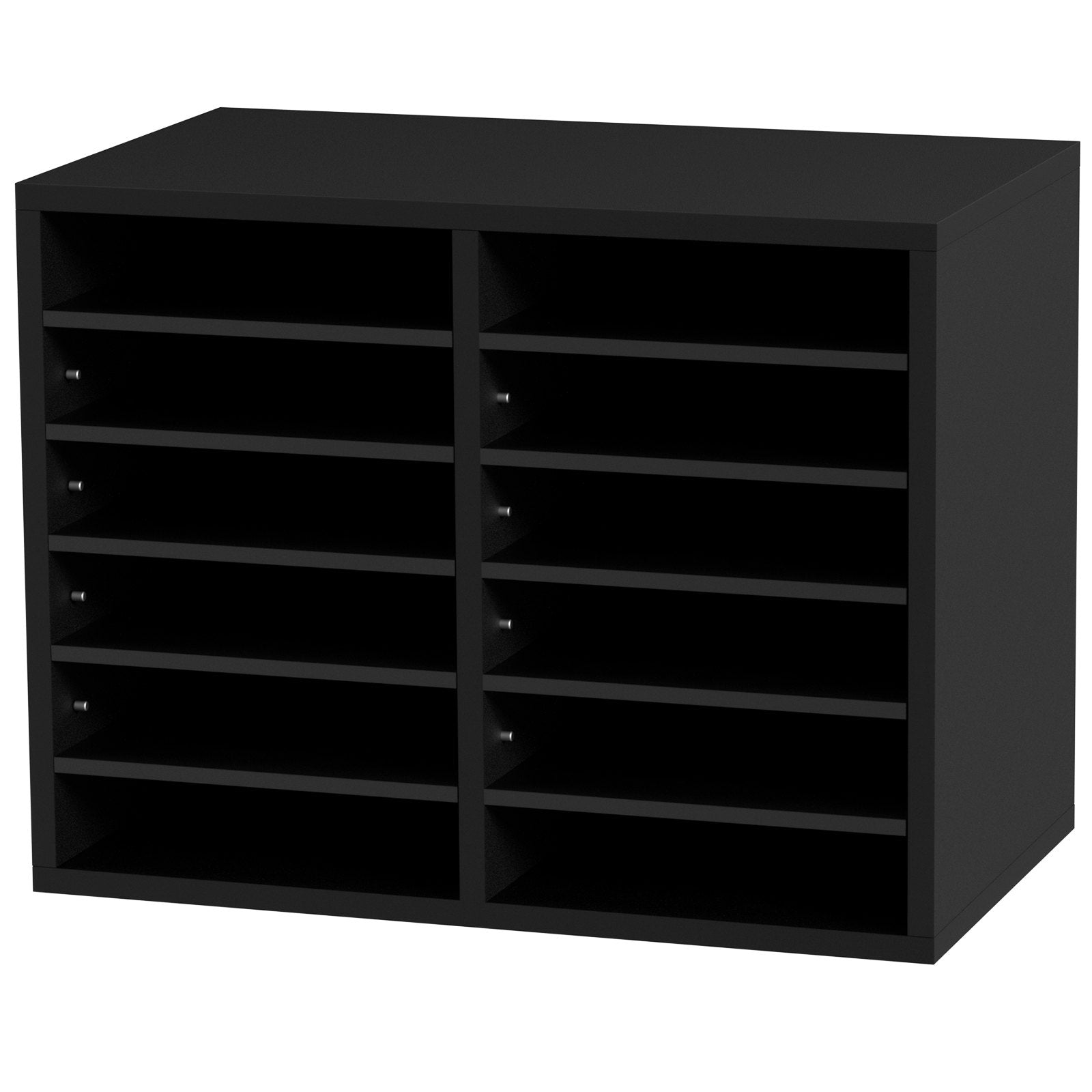 Wood Literature Organizer Adjustable File Sorter 12 Compartments Black - Image 9