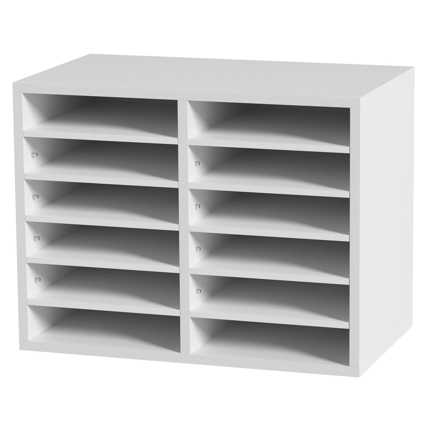 Wood Literature Organizer Adjustable File Sorter 12 Compartments White - Image 9