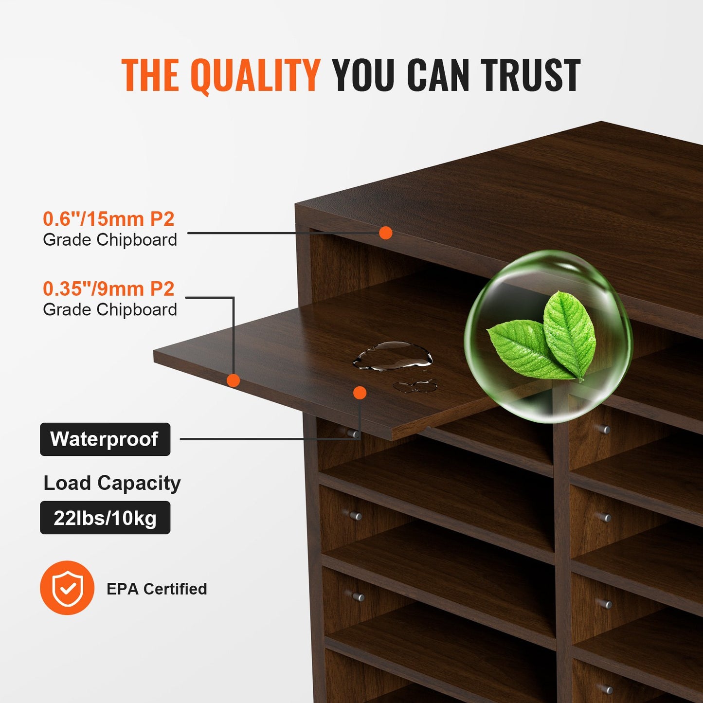 Wood Literature Organizer Adjustable File Sorter 12 Compartments Brown - Image 3
