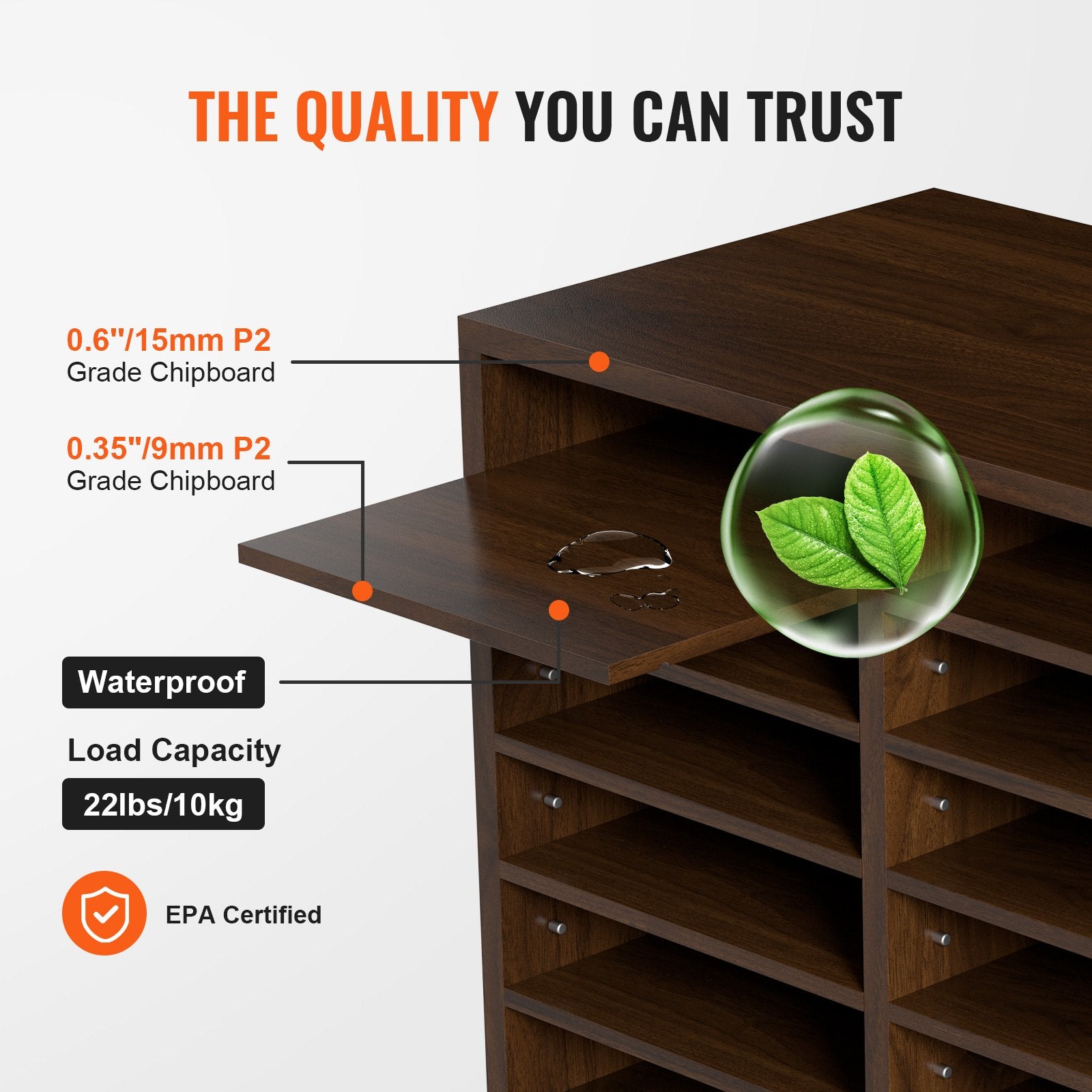 Wood Literature Organizer Adjustable File Sorter 12 Compartments Brown - Image 3