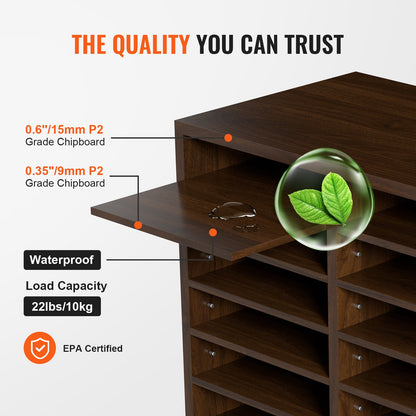 Wood Literature Organizer Adjustable File Sorter 12 Compartments Brown - Image 3