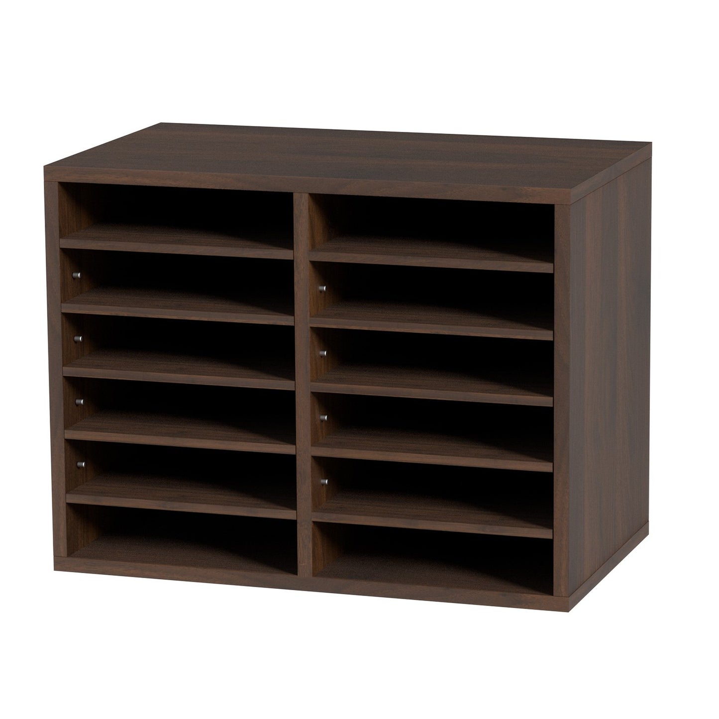 Wood Literature Organizer Adjustable File Sorter 12 Compartments Brown - Image 9