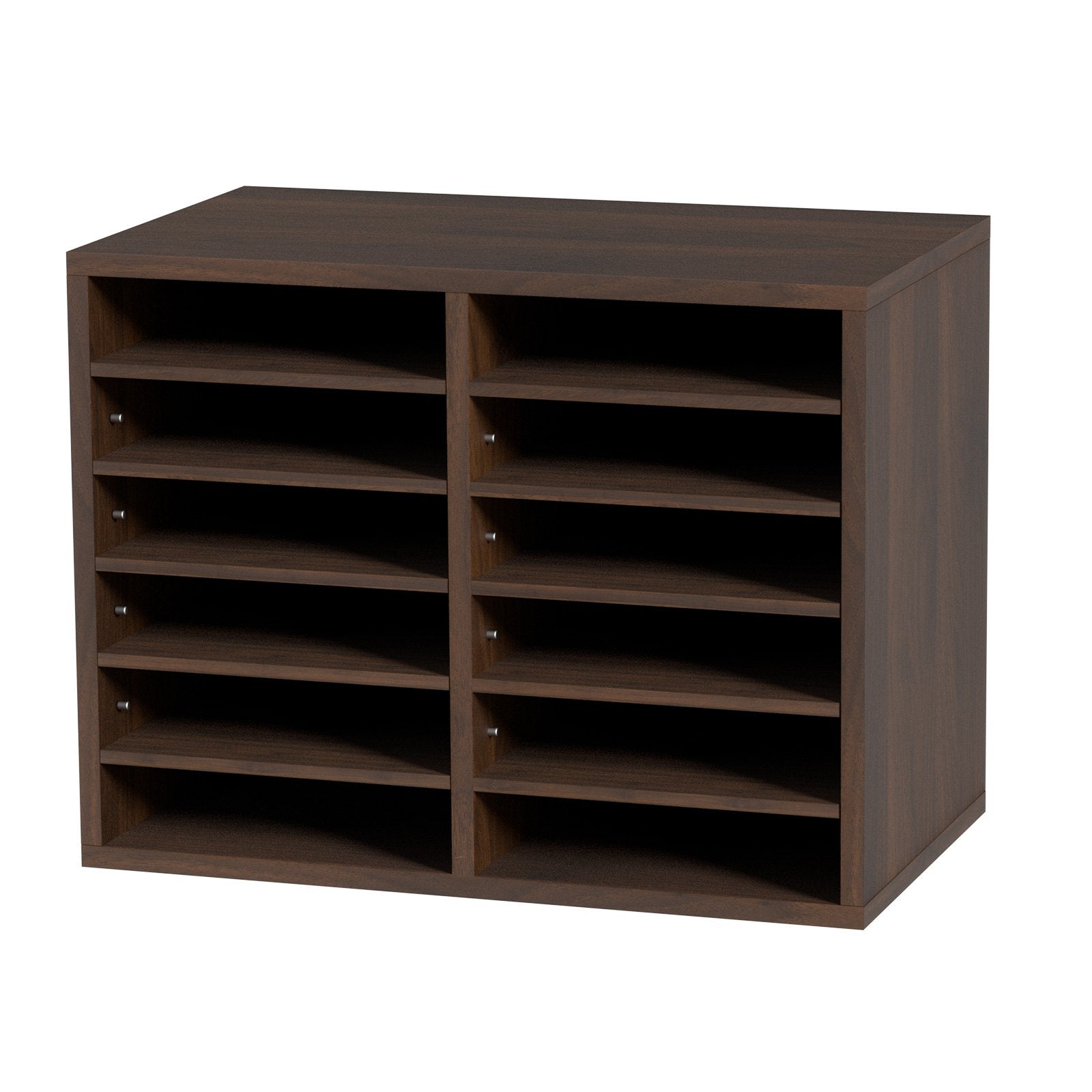 Wood Literature Organizer Adjustable File Sorter 12 Compartments Brown - Image 9
