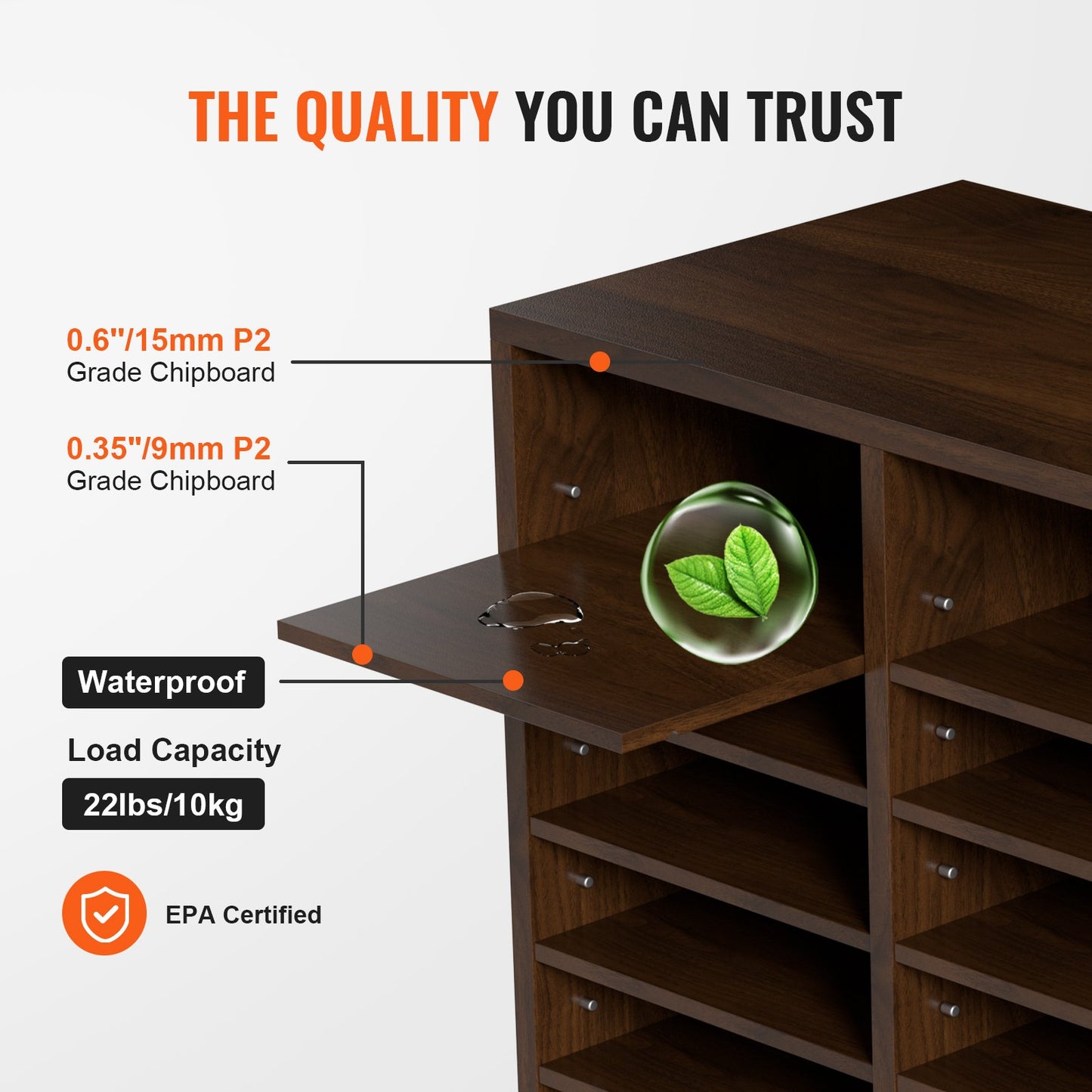 Wood Literature Organizer Adjustable File Sorter 24 Compartments Brown - Image 3
