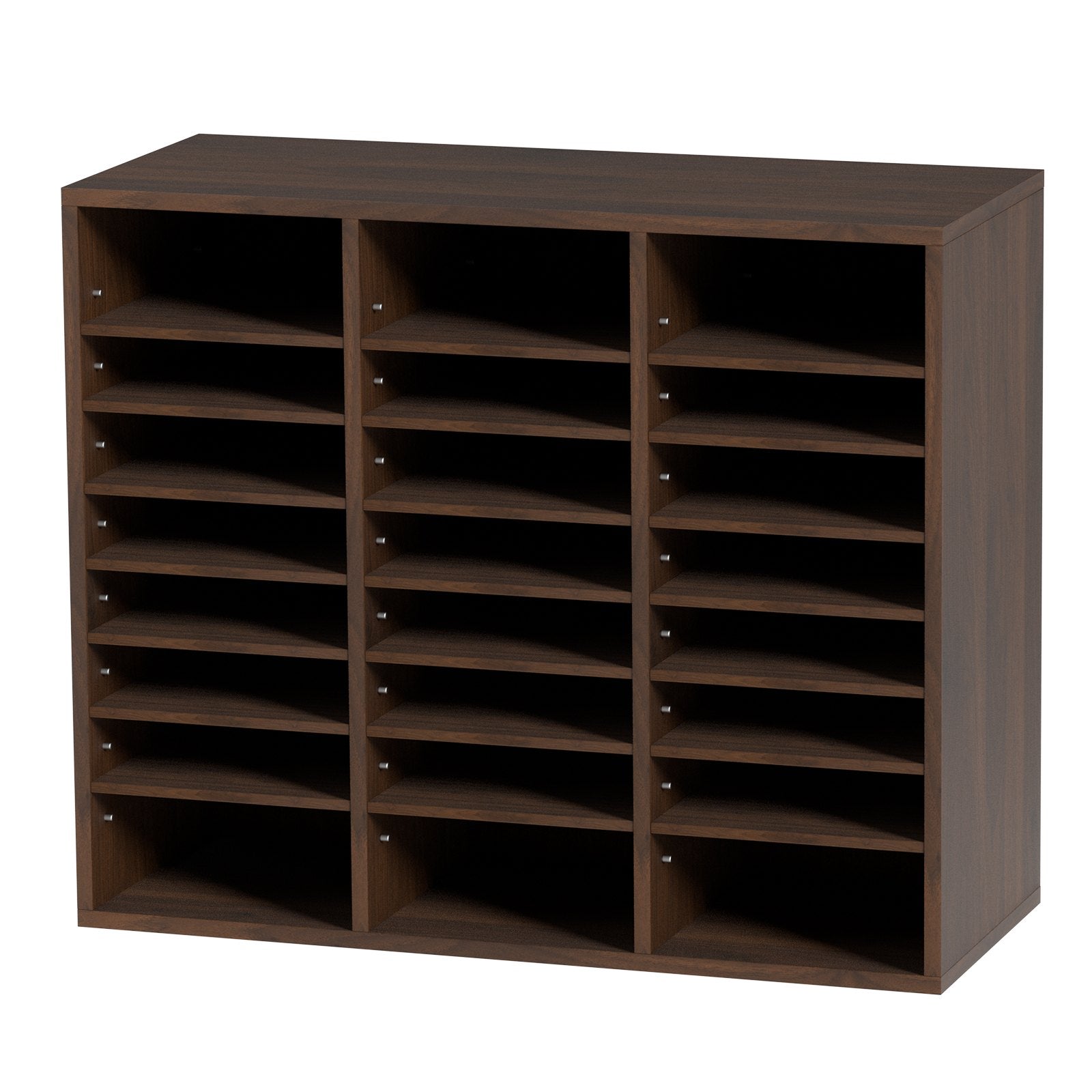 Wood Literature Organizer Adjustable File Sorter 24 Compartments Brown - Image 9