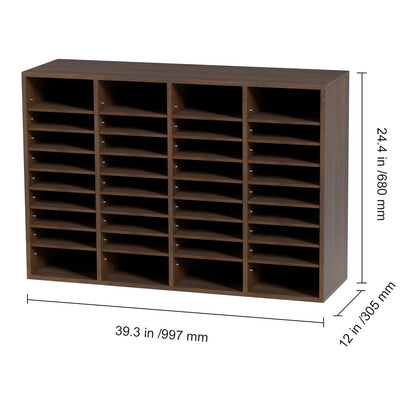 Literature Organizers, 36 Compartments Office Mailbox with Adjustable Shelves, Wood Literature Sorter 997x305x680 mm for Office, Home, Classroom, Mailrooms Organization, EPA Certified Brown - Image 8