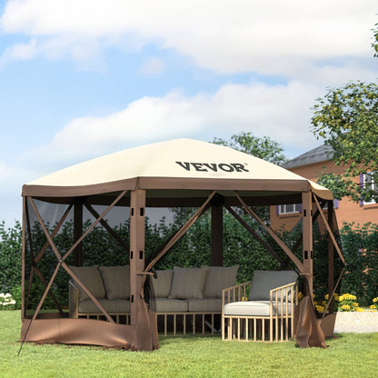 Pop-up Camping Gazebo Camping Canopy Shelter 6 Sided 10' x 10' Sun Shade - Image 8
