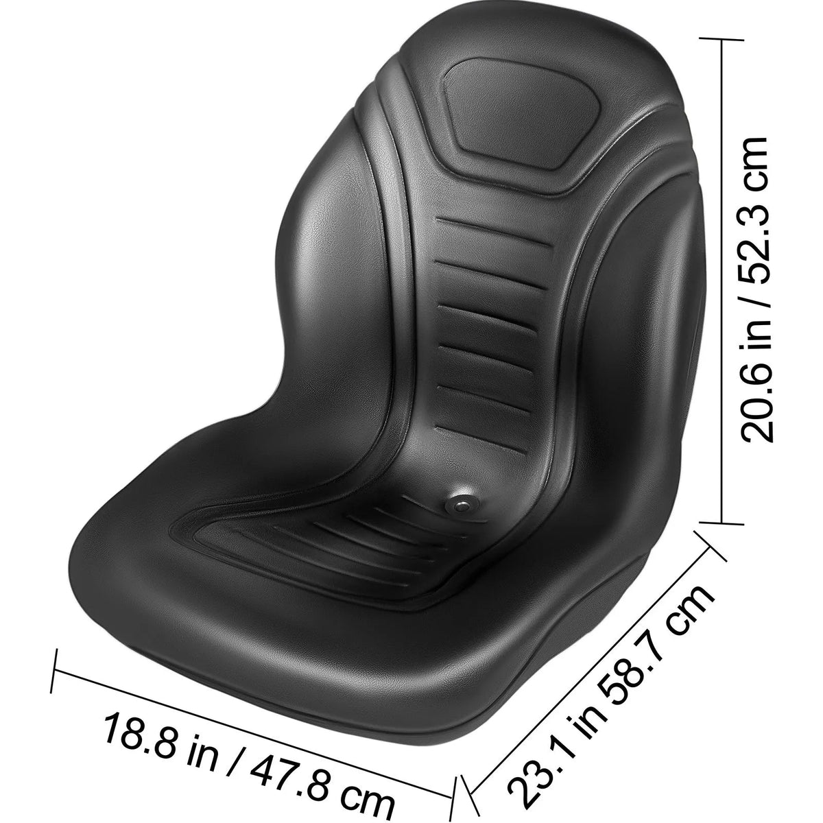 Universal Lawn Tractor Seat Replacement, Compact High Back Mower Seat, Black Vinyl Forklift Seat, Central Drain Hole Skid Steer Seat with Mounting Bolt Patterns of 8" x 11.5" & 11.25" x 11.5" - Image 8