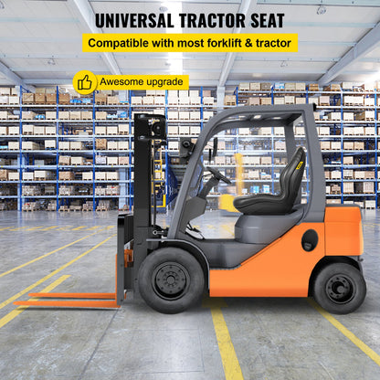 Universal Lawn Tractor Seat Replacement, Compact High Back Mower Seat, Black Vinyl Forklift Seat, Central Drain Hole Skid Steer Seat with Mounting Bolt Patterns of 8" x 11.5" & 11.25" x 11.5" - Image 2
