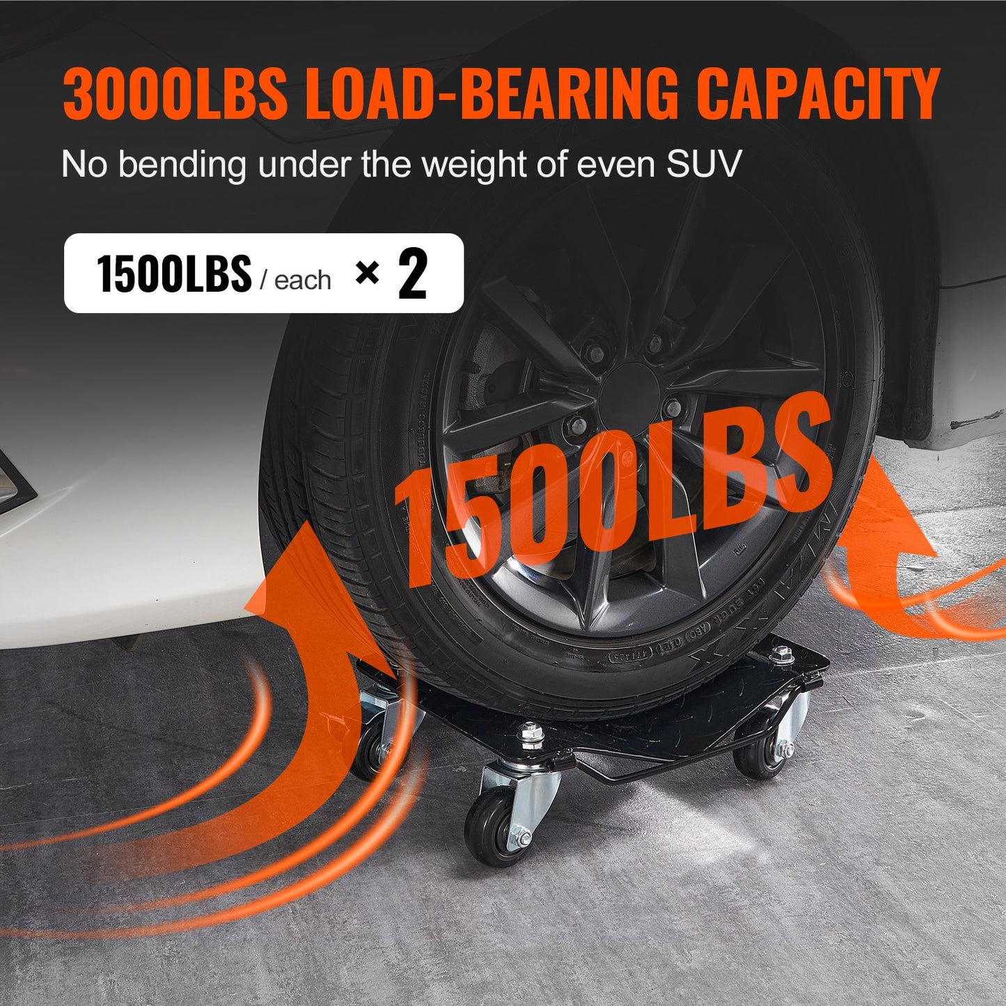 Car Dolly Wheel Tire Dolly 2 PCS Heavy Duty Skate Auto Repair Dolly 3000LB - Image 3