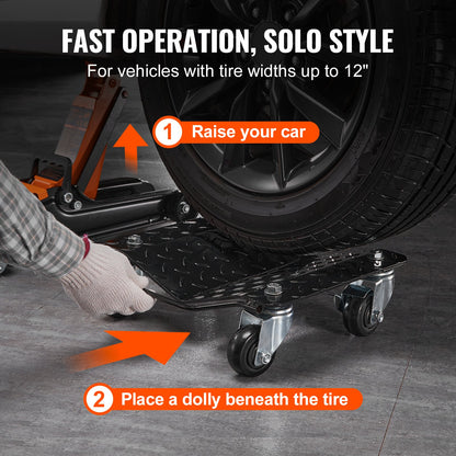 Car Dolly Wheel Tire Dolly 4 PCS Heavy Duty Skate Auto Repair Dolly 6000LB - Image 6