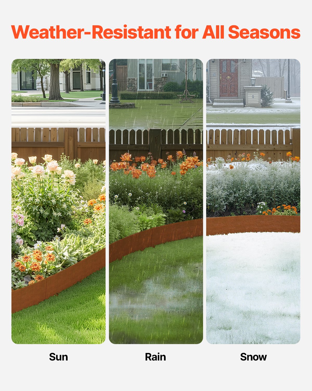 Steel Landscape Edging, 10 Packs 40 x 4.5 in Weather-Resistant & Pre-Rust Metal Landscape Edging, Bendable Garden Edging Border, Heavy Duty Lawn Edging, Flower Bed Yard Pathway Divider - Image 3