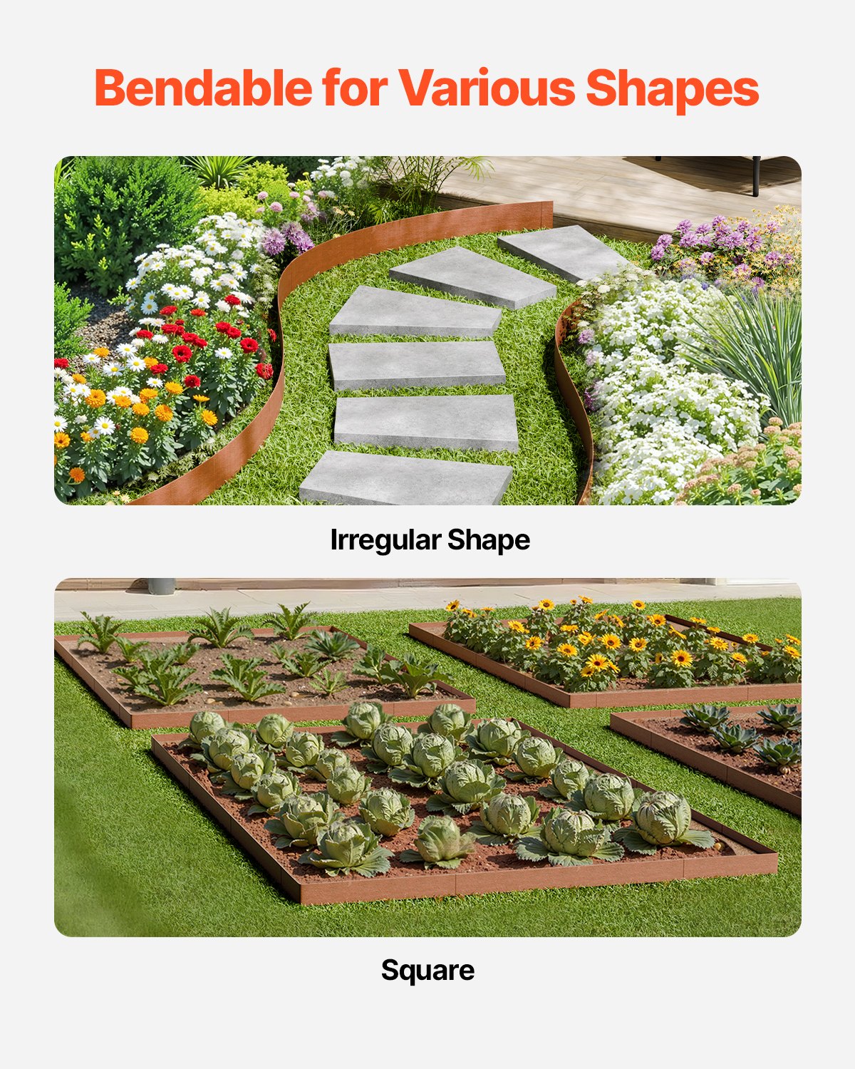 Steel Landscape Edging, 10 Packs 40 x 4.5 in Weather-Resistant & Pre-Rust Metal Landscape Edging, Bendable Garden Edging Border, Heavy Duty Lawn Edging, Flower Bed Yard Pathway Divider - Image 4