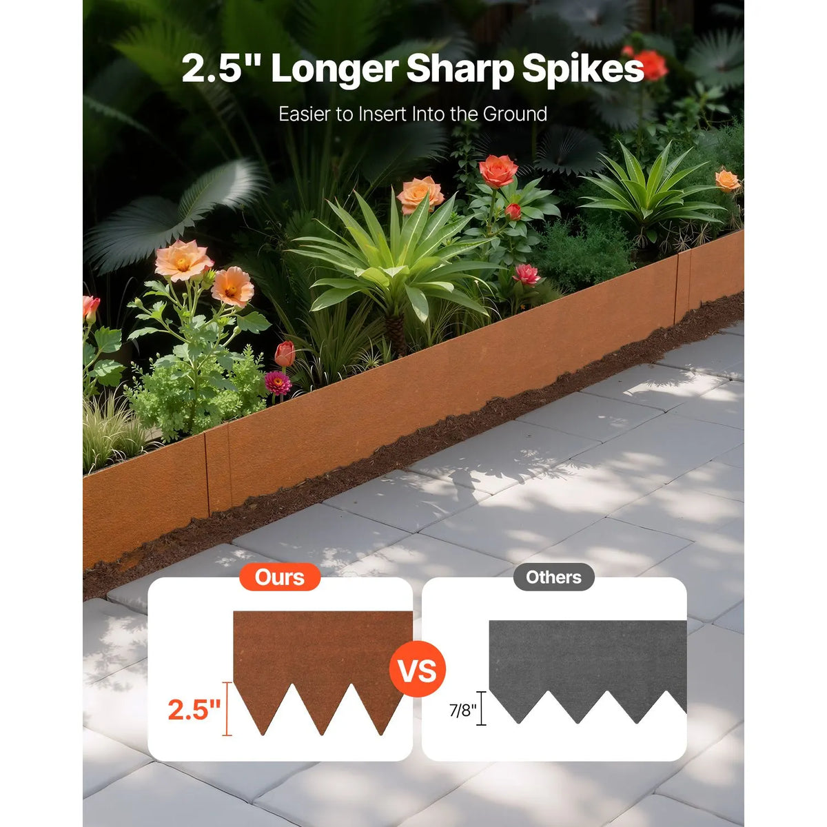Steel Landscape Edging, 6 Packs 40 x 6 in Weather-Resistant & Pre-Rust Metal Landscape Edging, Bendable Garden Edging Border, Heavy Duty Lawn Edging, Flower Bed Yard Pathway Divider - Image 2