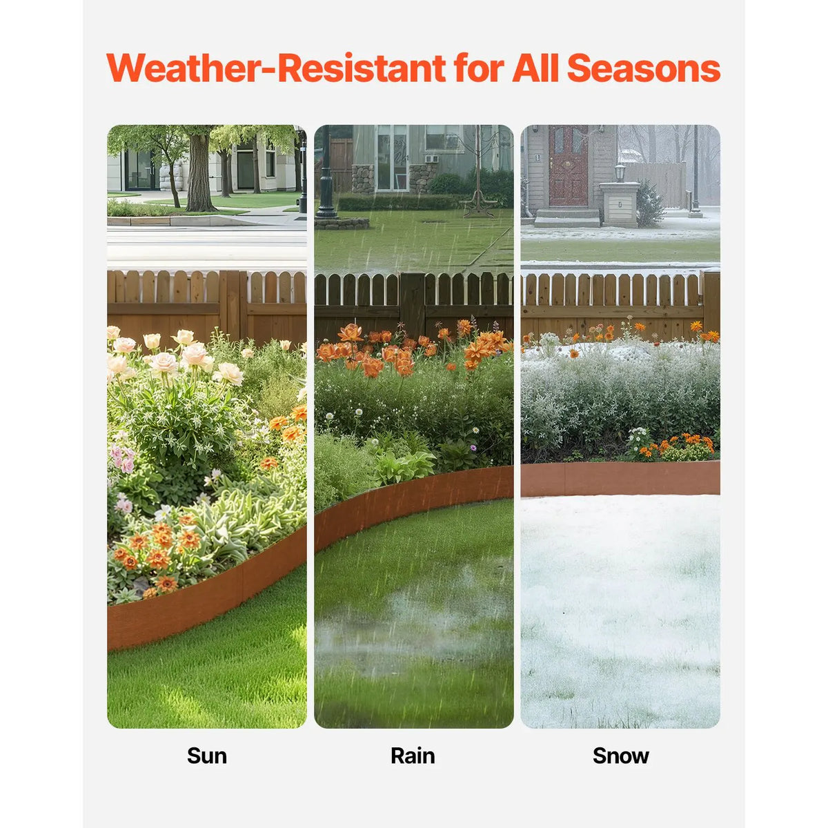 Steel Landscape Edging, 6 Packs 40 x 6 in Weather-Resistant & Pre-Rust Metal Landscape Edging, Bendable Garden Edging Border, Heavy Duty Lawn Edging, Flower Bed Yard Pathway Divider - Image 3
