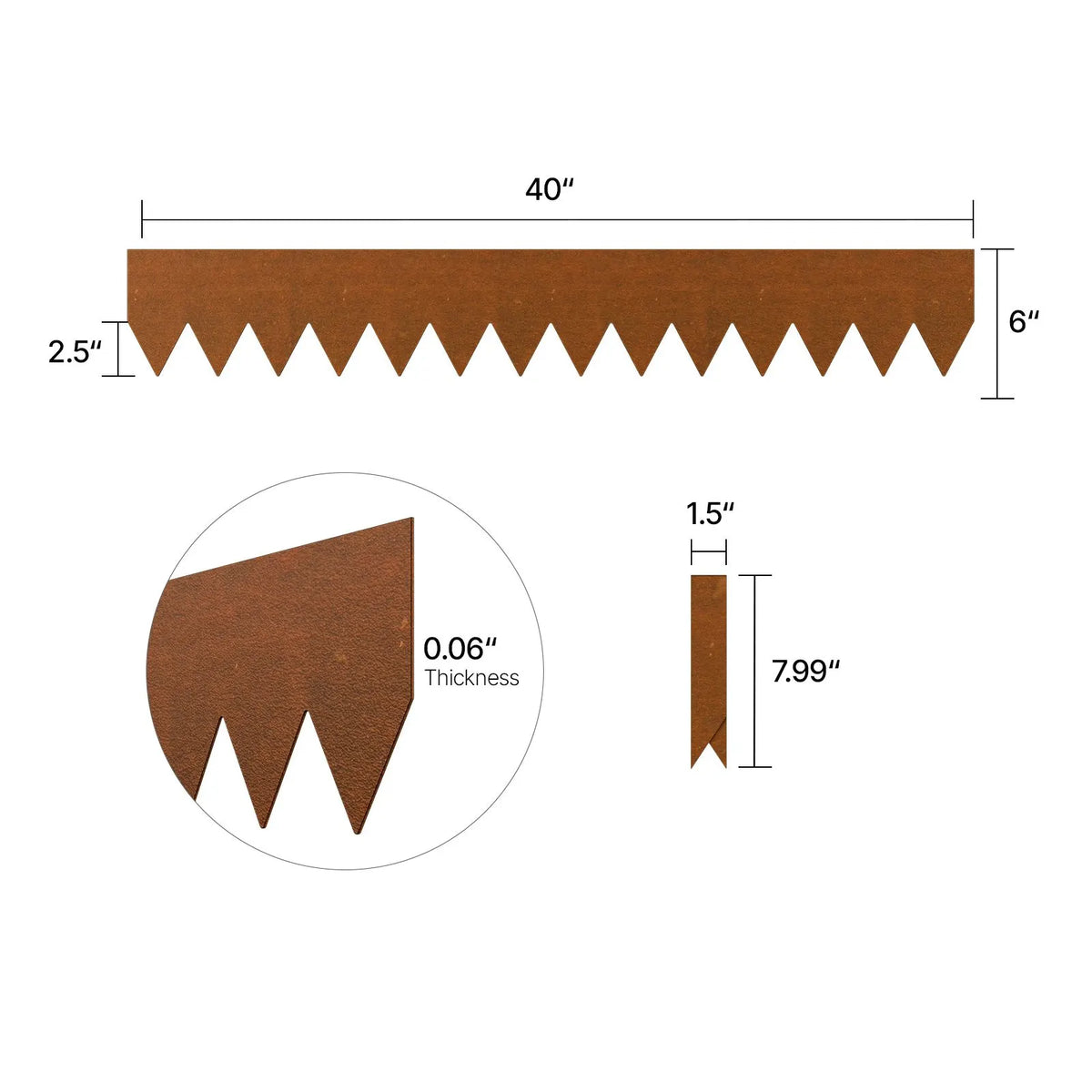 Steel Landscape Edging, 6 Packs 40 x 6 in Weather-Resistant & Pre-Rust Metal Landscape Edging, Bendable Garden Edging Border, Heavy Duty Lawn Edging, Flower Bed Yard Pathway Divider - Image 8