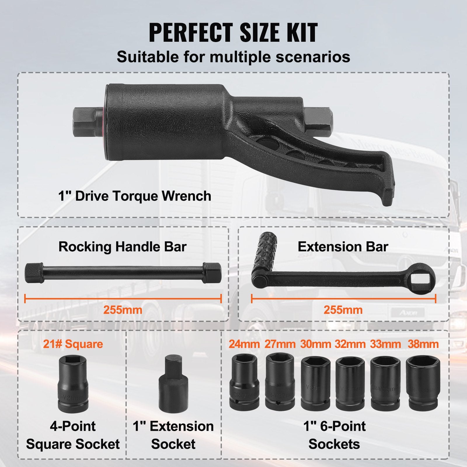 Torque Multiplier, Heavy Duty Torque Multiplier Wrench Set, 1 Inch Drive Lug Nut Wrench Torque Multiplier, 1:64 6800N.m Lug Nut Remover, with 8 Sockets and Storage Case for Truck Trailer RV - Image 3