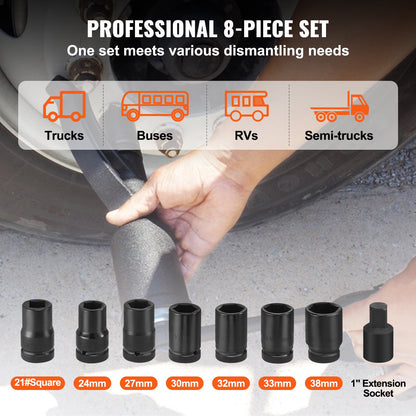 Torque Multiplier, Heavy Duty Torque Multiplier Wrench Set, 1 Inch Drive Lug Nut Wrench Torque Multiplier, 1:64 6800N.m Lug Nut Remover, with 8 Sockets and Storage Case for Truck Trailer RV - Image 5