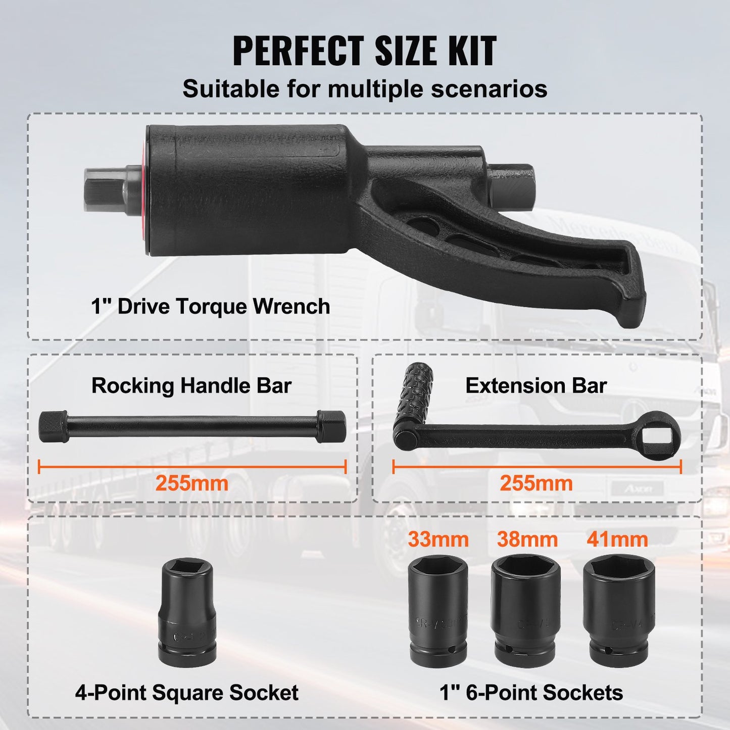 Torque Multiplier, Heavy Duty Torque Multiplier Wrench Set, 1 Inch Drive Lug Nut Wrench Torque Multiplier, 1:58 4800N.m Lug Nut Remover, with 4 Sockets and Storage Case for Truck Trailer RV - Image 3