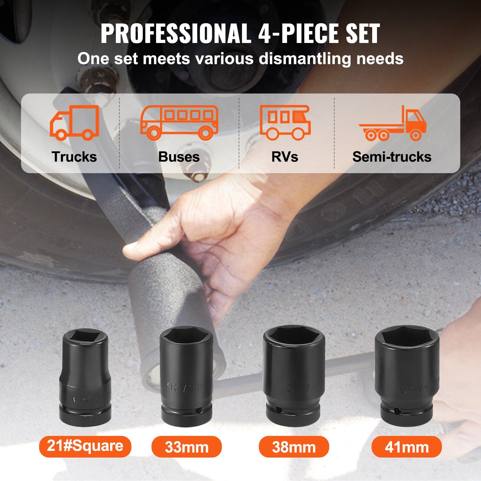 Torque Multiplier, Heavy Duty Torque Multiplier Wrench Set, 1 Inch Drive Lug Nut Wrench Torque Multiplier, 1:58 4800N.m Lug Nut Remover, with 4 Sockets and Storage Case for Truck Trailer RV - Image 5