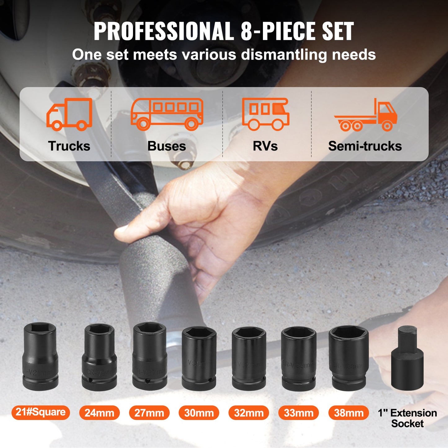 Torque Multiplier, Heavy Duty Torque Multiplier Wrench Set, 1 Inch Drive Lug Nut Wrench Torque Multiplier, 1:58 4800N.m Lug Nut Remover, with 8 Sockets and Storage Case for Truck Trailer RV - Image 5