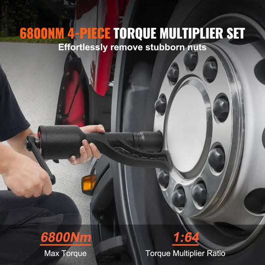 Torque Multiplier, Heavy Duty Torque Multiplier Wrench Set, 1 Inch Drive Lug Nut Wrench Torque Multiplier, 1:64 6800N.m Lug Nut Remover, with 4 Sockets and Storage Case for Truck Trailer RV - Image 2