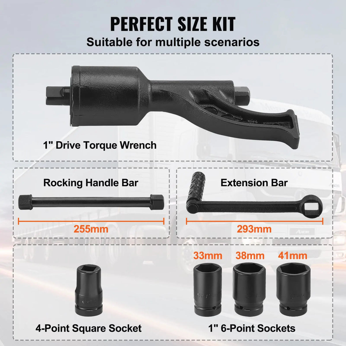 Torque Multiplier, Heavy Duty Torque Multiplier Wrench Set, 1 Inch Drive Lug Nut Wrench Torque Multiplier, 1:64 6800N.m Lug Nut Remover, with 4 Sockets and Storage Case for Truck Trailer RV - Image 3