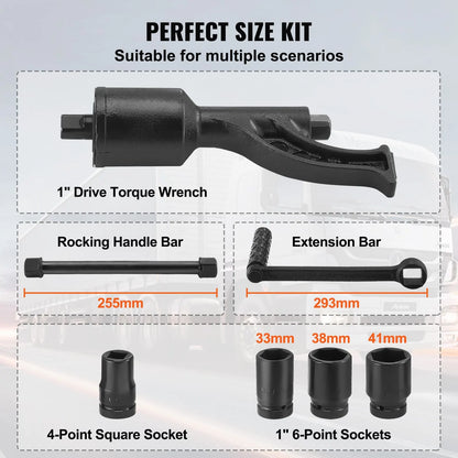 Torque Multiplier, Heavy Duty Torque Multiplier Wrench Set, 1 Inch Drive Lug Nut Wrench Torque Multiplier, 1:64 6800N.m Lug Nut Remover, with 4 Sockets and Storage Case for Truck Trailer RV - Image 3