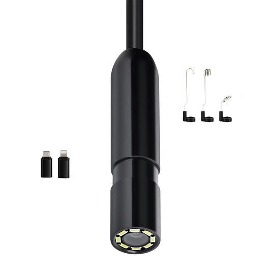 Endoscope Camera with Light, 1920P HD Borescope for Android & IOS, 8 LED Lights Inspection Camera with 5m Semi-Rigid Cable, 2X Zoom, IP67 Waterproof Snake Scope Camera for Auto, Plumbing