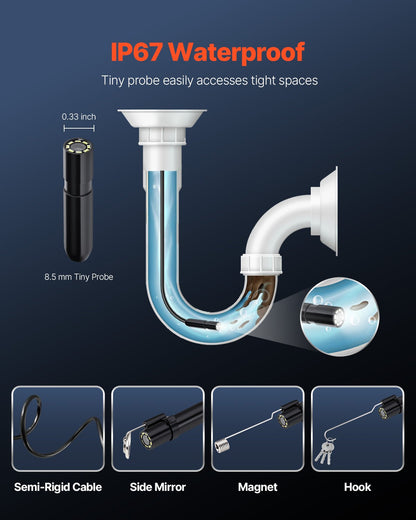Endoscope Camera with Light, 1920P HD Borescope for Android & IOS, 8 LED Lights Inspection Camera with 5m Semi-Rigid Cable, 2X Zoom, IP67 Waterproof Snake Scope Camera for Auto, Plumbing - Image 6