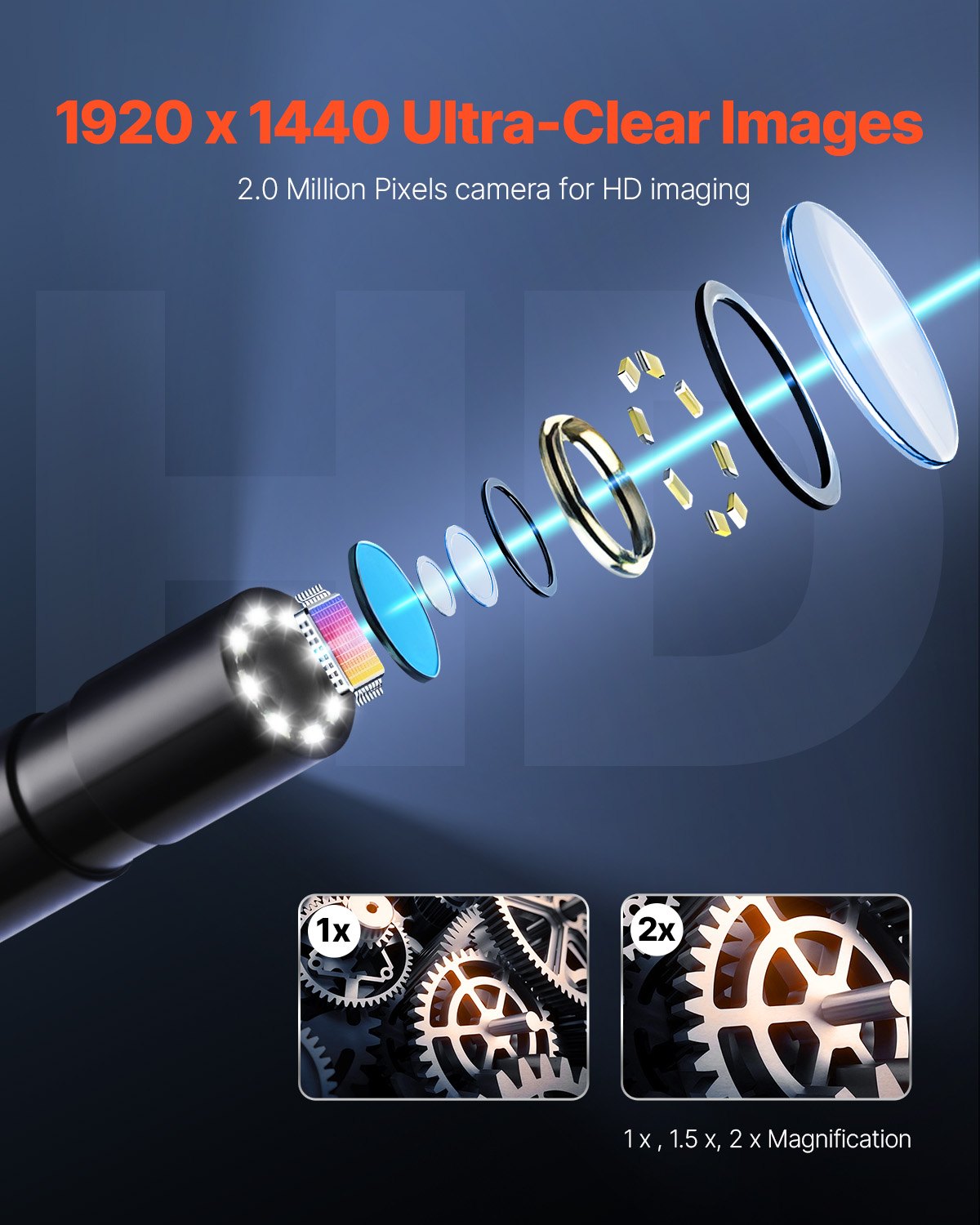 Endoscope Camera with Light, 1920P HD Borescope for Android & IOS, 8 LED Lights Inspection Camera with 3m Semi-Rigid Cable, 2X Zoom, IP67 Waterproof Snake Scope Cameras for Auto, Plumbing - Image 3