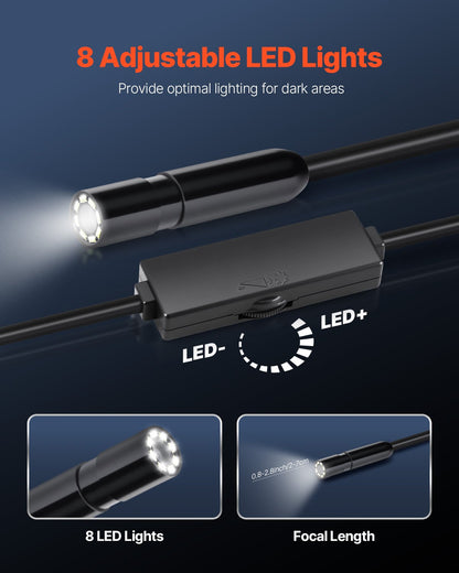 Endoscope Camera with Light, 1920P HD Borescope for Android & IOS, 8 LED Lights Inspection Camera with 3m Semi-Rigid Cable, 2X Zoom, IP67 Waterproof Snake Scope Cameras for Auto, Plumbing - Image 5