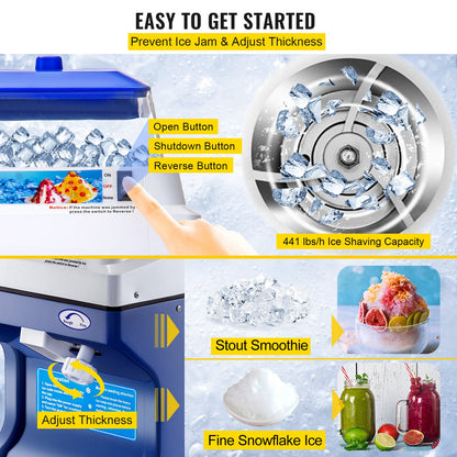 Commercial Ice Shaver Ice Shaving Machine Crusher Snow Cone Maker 200KG/H - Image 4