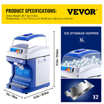 Commercial Ice Shaver Ice Shaving Machine Crusher Snow Cone Maker 200KG/H - Image 6