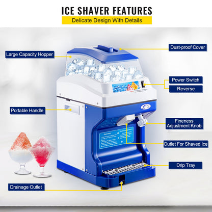 Commercial Ice Shaver Ice Shaving Machine Crusher Snow Cone Maker 200KG/H - Image 7