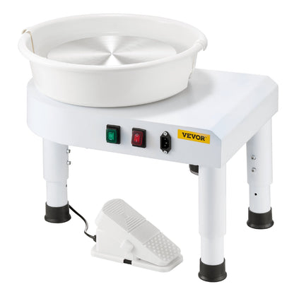 Pottery Wheel, 28 cm Ceramic Wheel Forming Machine, 60-300 RPM Speed Adjustable Foot Pedal, Adjustable Lift Leg, Detachable Basin, Complete Tool Accessory Kit for Work Art Craft DIY, White - Image 9