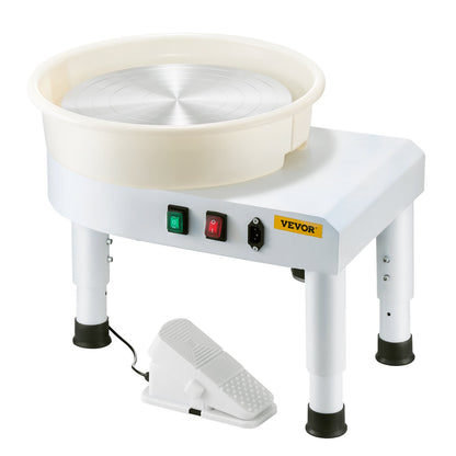 Pottery Wheel, 35 cm Ceramic Wheel Forming Machine, 60-300 RPM Speed Adjustable Foot Pedal, Adjustable Lift Leg, Detachable Basin, Complete Tool Accessory Kit for Work Art Craft DIY, White - Image 9