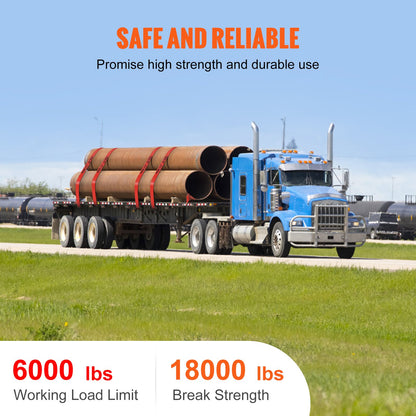 Winch Straps, 10.2 cm x 9.1 m, 2.7T Load Capacity, 8.2T Breaking Strength, Truck Straps with Flat Hook, Flatbed Tie Downs Cargo Control for Trailers, Farms, Rescues, Tree Saver, Red (10 Pack) - Image 5