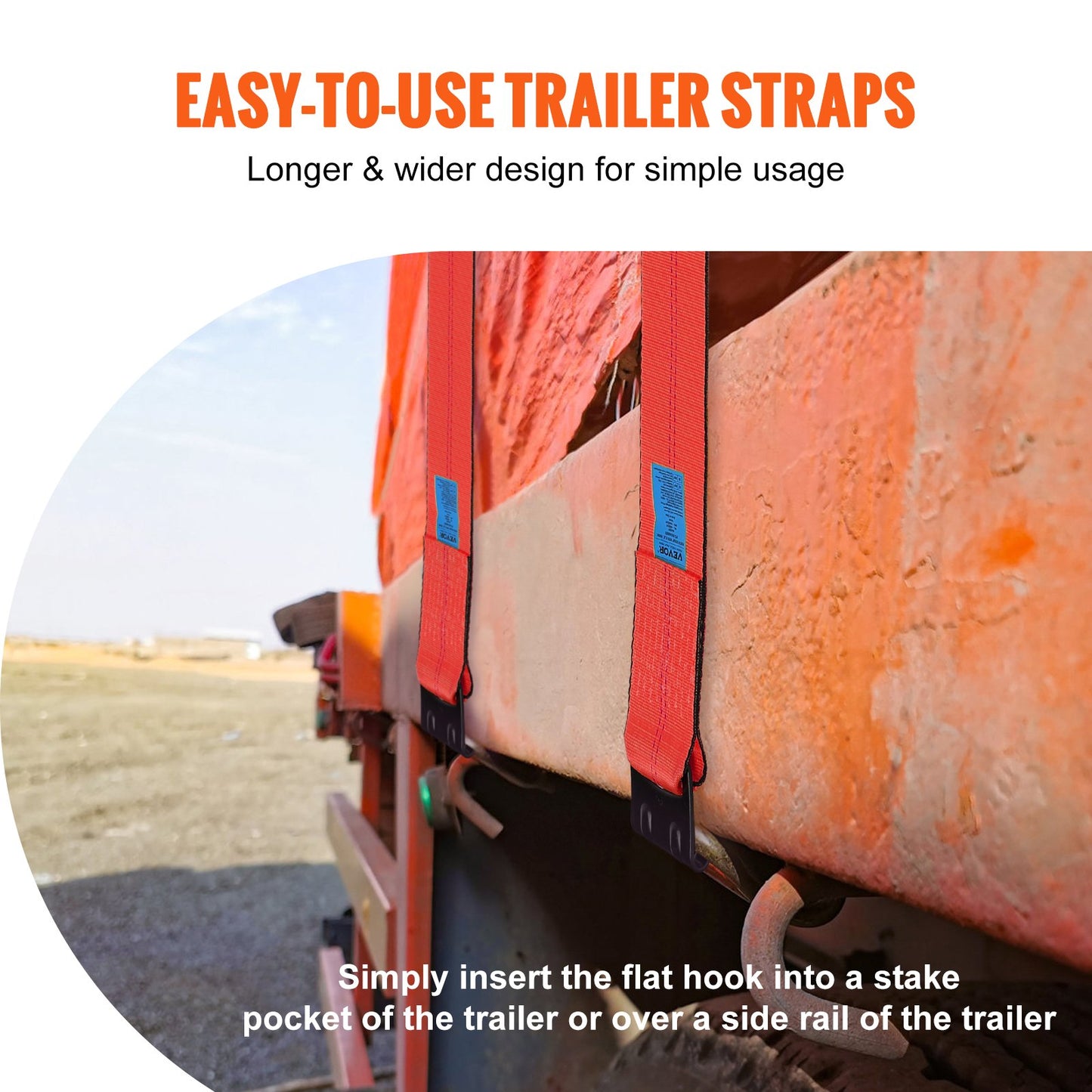 Winch Straps, 10.2 cm x 9.1 m, 2.7T Load Capacity, 8.2T Breaking Strength, Truck Straps with Flat Hook, Flatbed Tie Downs Cargo Control for Trailers, Farms, Rescues, Tree Saver, Red (10 Pack) - Image 6