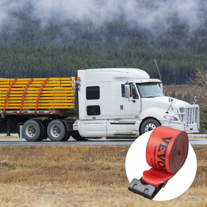 Winch Straps, 10.2 cm x 9.1 m, 2.7T Load Capacity, 8.2T Breaking Strength, Truck Straps with Flat Hook, Flatbed Tie Downs Cargo Control for Trailers, Farms, Rescues, Tree Saver, Red (10 Pack) - Image 8
