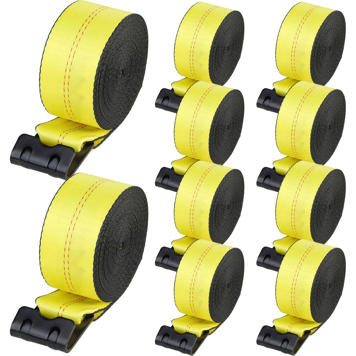 Winch Straps, 10.2 cm x 12.2 m, 2.7T Load Capacity, 8.2T Break Strength, Truck Straps with Flat Hook, Flatbed Tie Downs Cargo Control for Trailers, Farms, Rescues, Tree Saver, Yellow (10 Pack) - Image 9