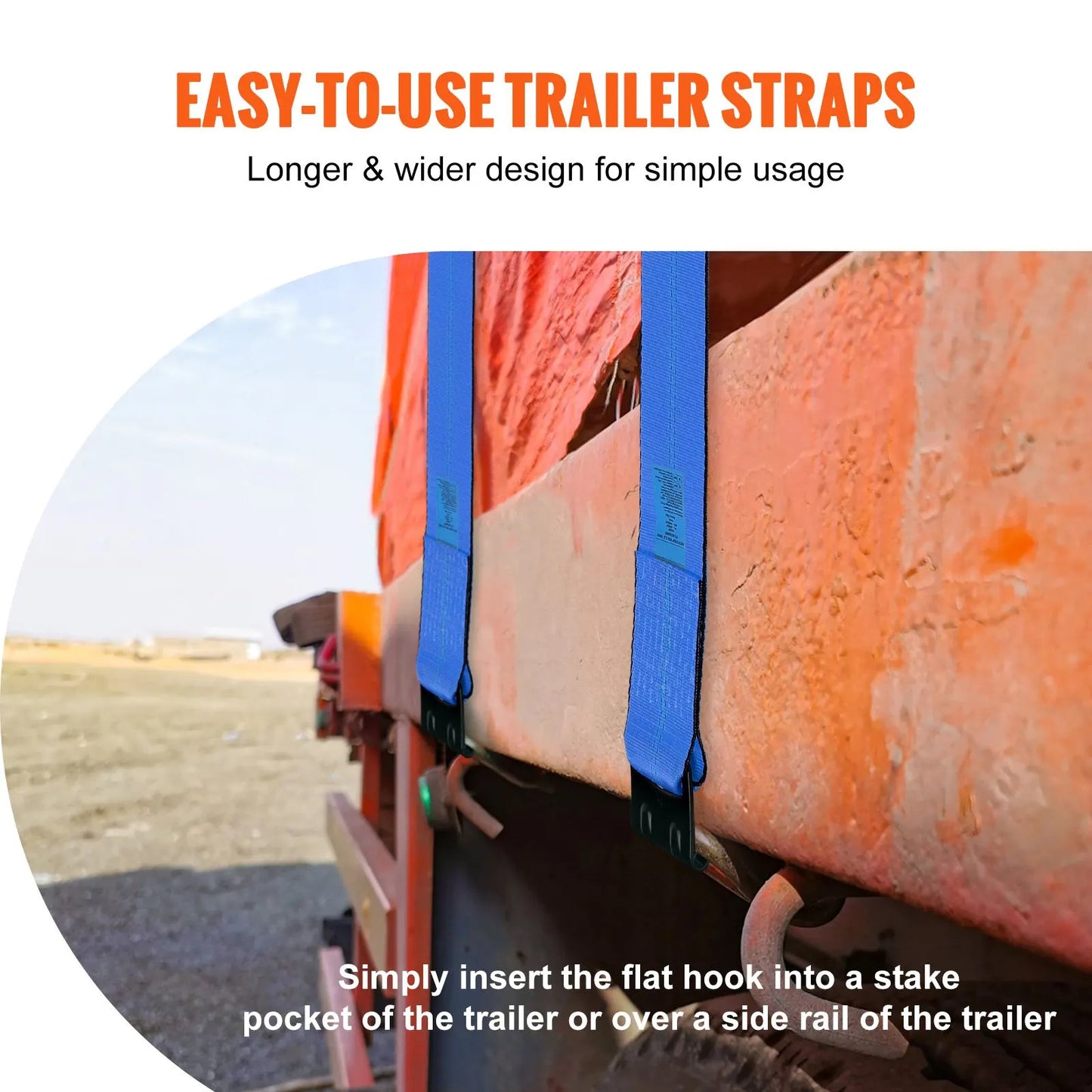 Winch Straps, 10.2 cm x 9.1 m, 2.7T Load Capacity, 8.2T Breaking Strength, Truck Straps with Flat Hook, Flatbed Tie Downs Cargo Control for Trailers, Farms, Rescues, Tree Saver, Blue (10 Pack) - Image 6