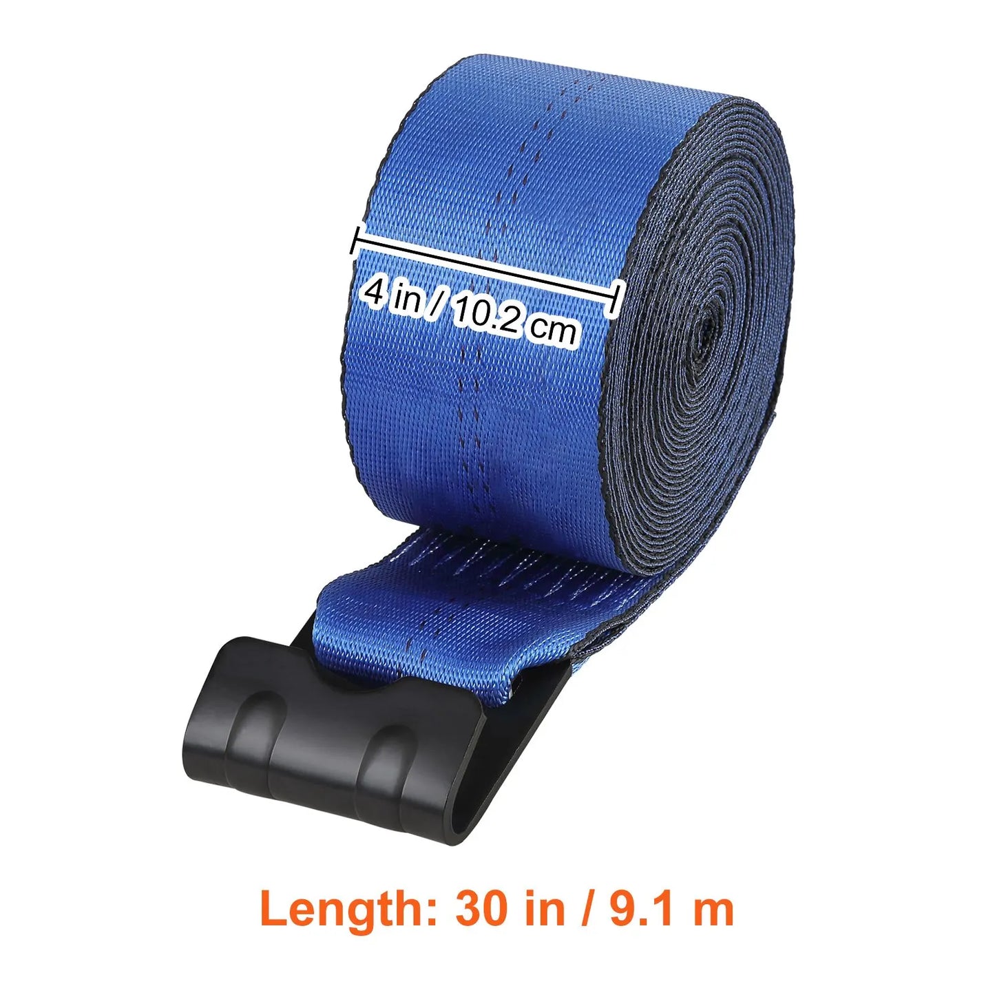 Winch Straps, 10.2 cm x 9.1 m, 2.7T Load Capacity, 8.2T Breaking Strength, Truck Straps with Flat Hook, Flatbed Tie Downs Cargo Control for Trailers, Farms, Rescues, Tree Saver, Blue (10 Pack) - Image 8