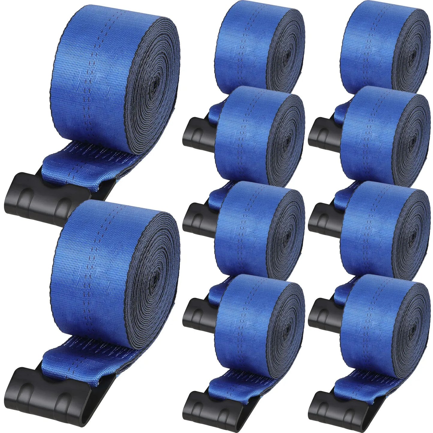 Winch Straps, 10.2 cm x 9.1 m, 2.7T Load Capacity, 8.2T Breaking Strength, Truck Straps with Flat Hook, Flatbed Tie Downs Cargo Control for Trailers, Farms, Rescues, Tree Saver, Blue (10 Pack) - Image 9