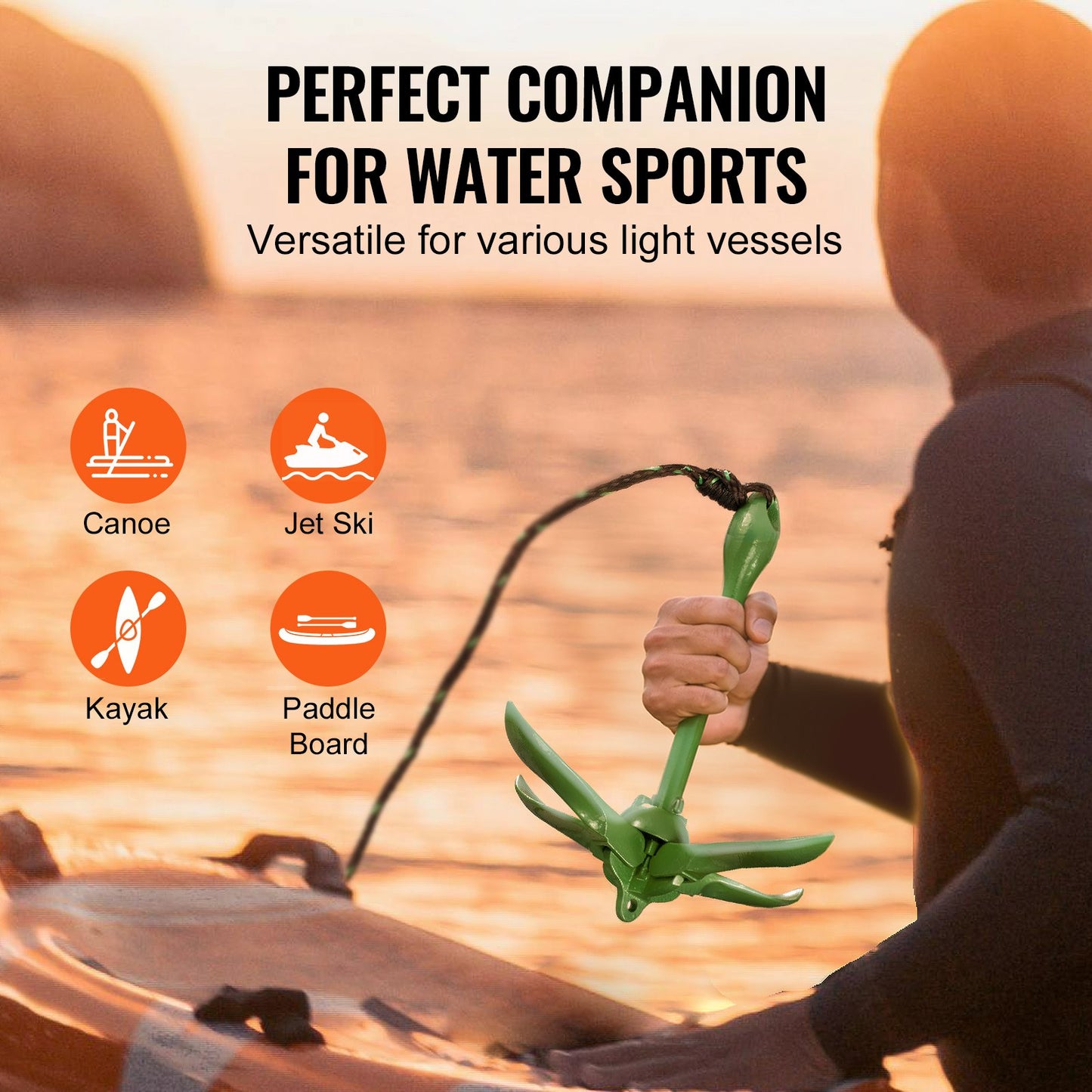 Kayak Anchor Kit, 3.5 lb Paddle Board Anchor Kit with 26.2 ft/8 m Rope and Buoy, Folding Small Boat Anchor with Storage Bag and Snap Hook, Kayak Accessories for Kayaks, Small Boats, Canoes - Image 6