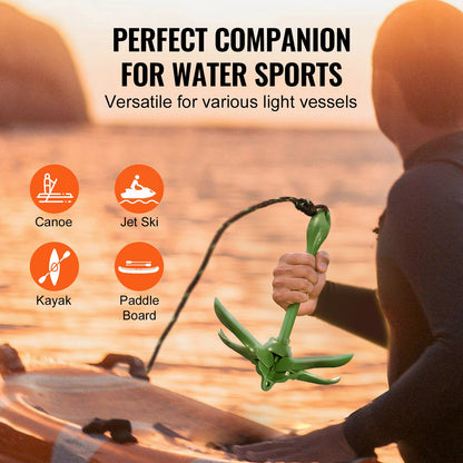 Kayak Anchor Kit, 3.5 lb Paddle Board Anchor Kit with 26.2 ft/8 m Rope and Buoy, Folding Small Boat Anchor with Storage Bag and Snap Hook, Kayak Accessories for Kayaks, Small Boats, Canoes - Image 6