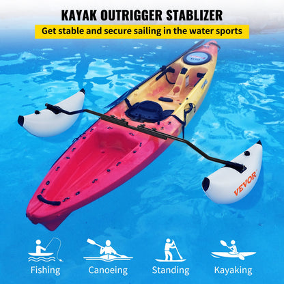 Kayak Outrigger Stabilizer Inflatable Outrigger Float 2PCS PVC w/ Arms Rod - Image 2