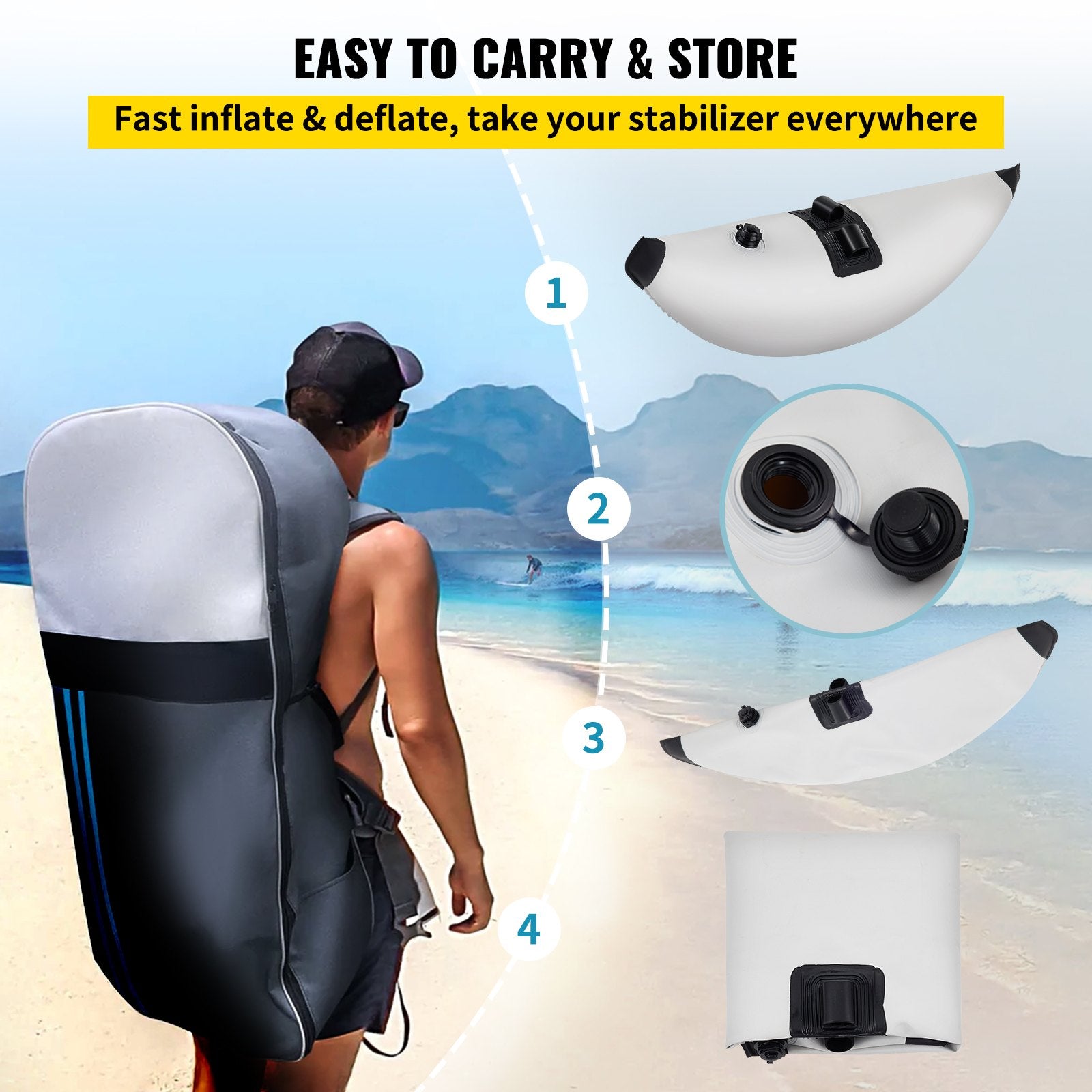 Kayak Outrigger Stabilizer Inflatable Outrigger Float 2PCS PVC w/ Arms Rod - Image 4